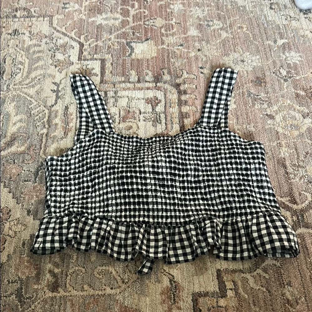 Black and White Gingham Women's Top